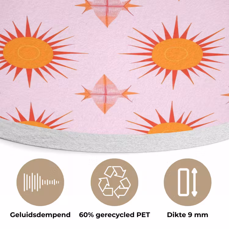 Zon - Patroon - Roze Akoestische PET Vilt - Rond klein 838 -closeup_NL