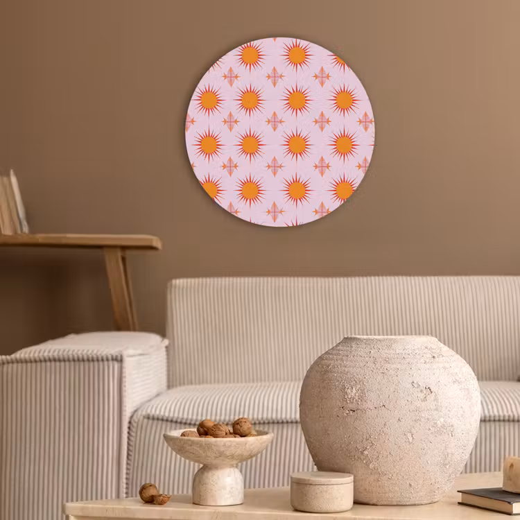 Zon - Patroon - Roze Akoestische PET Vilt - Rond klein 838 -sfeer1