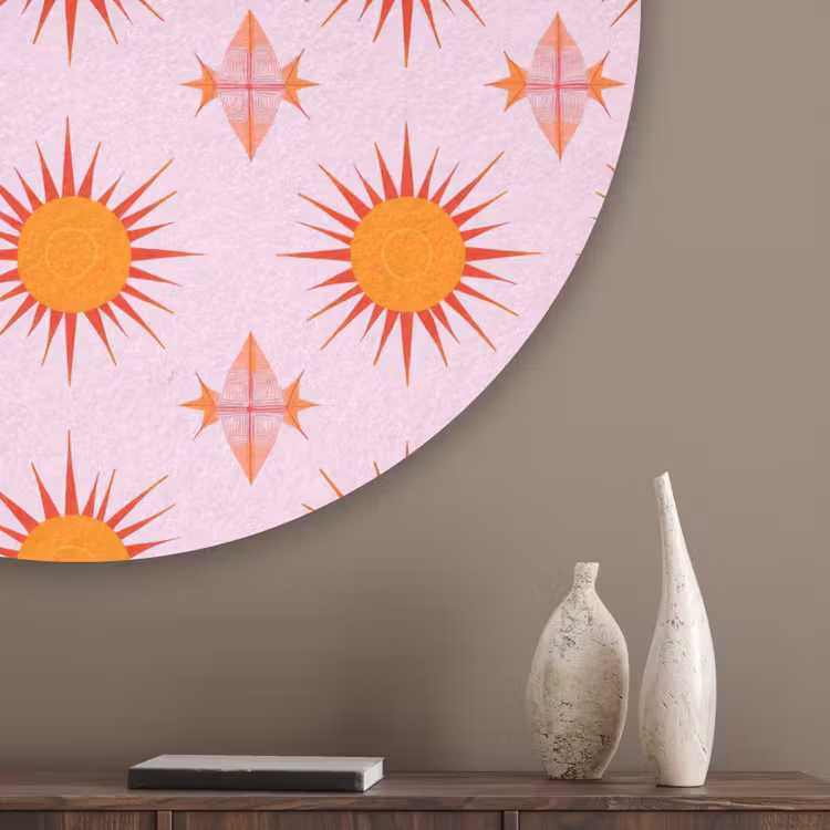 Zon - Patroon - Roze Akoestische PET Vilt - Rond klein 838 -sfeer5_closeup