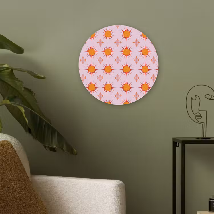 Zon - Patroon - Roze Akoestische PET Vilt - Rond klein 838 -sfeer2