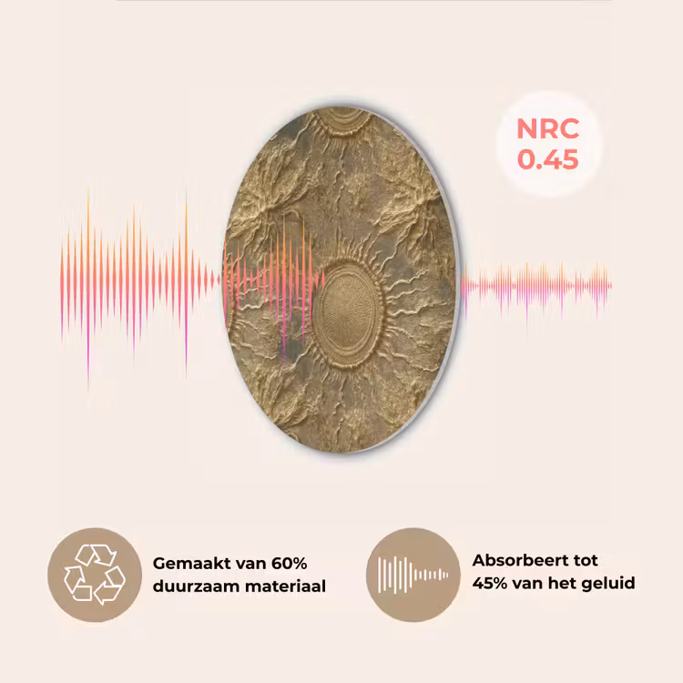 Zon - Reliëf - Antiek - Goud Akoestische PET Vilt - Rond klein 838 -USP_NL