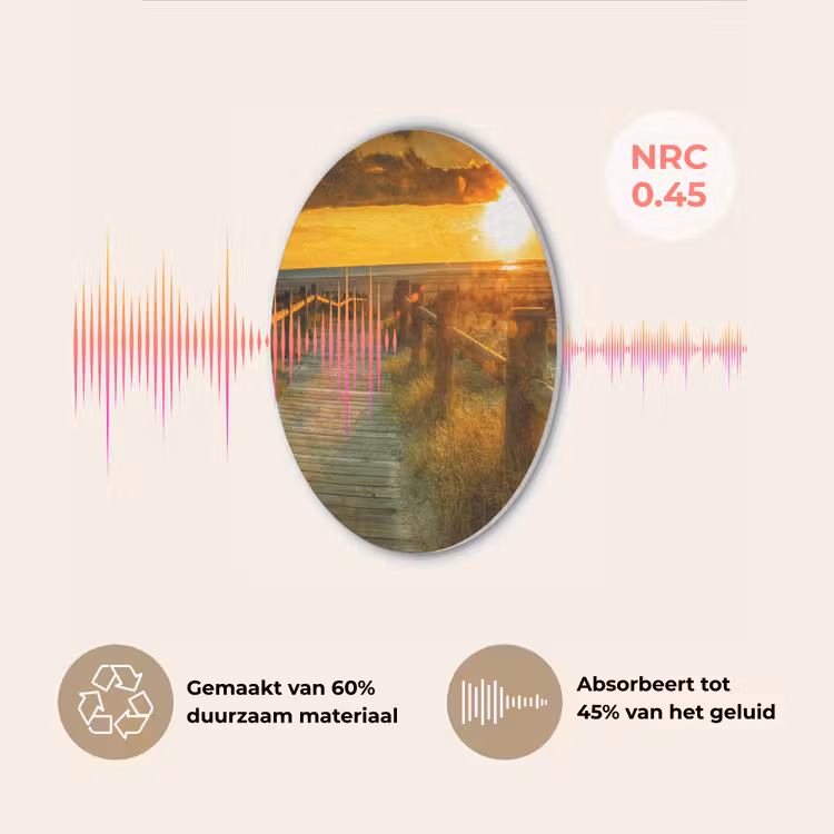 Zon - Strand - Duin - Horizon - Gras - Pad - Oranje Akoestische PET Vilt - Rond klein -USP_NL