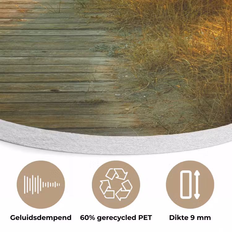 Zon - Strand - Duin - Horizon - Gras - Pad - Oranje Akoestische PET Vilt - Rond klein -closeup_NL