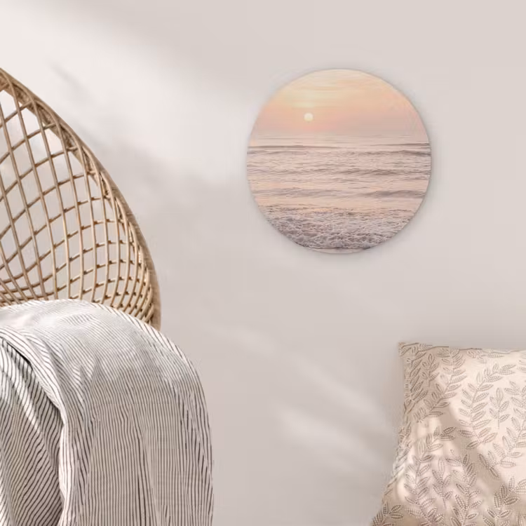 Zon - Strand - Roze Akoestische PET Vilt - Rond klein -sfeer4