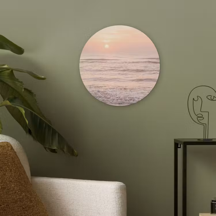 Zon - Strand - Roze Akoestische PET Vilt - Rond klein -sfeer2