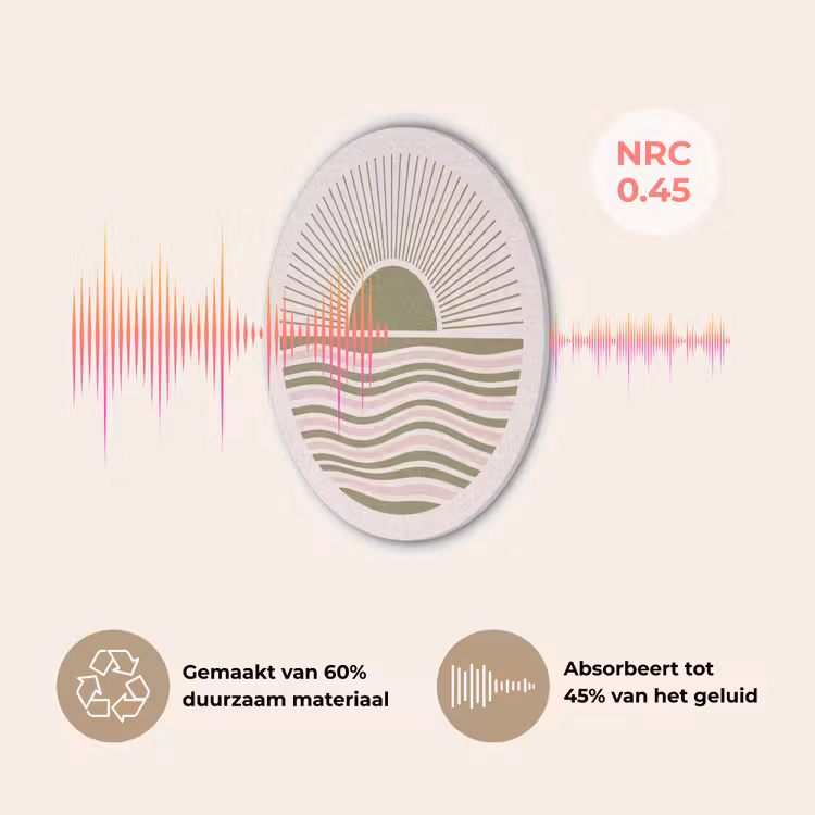 Zon - Zee - Abstract - Modern - Roze Akoestische PET Vilt - Rond klein -USP_NL