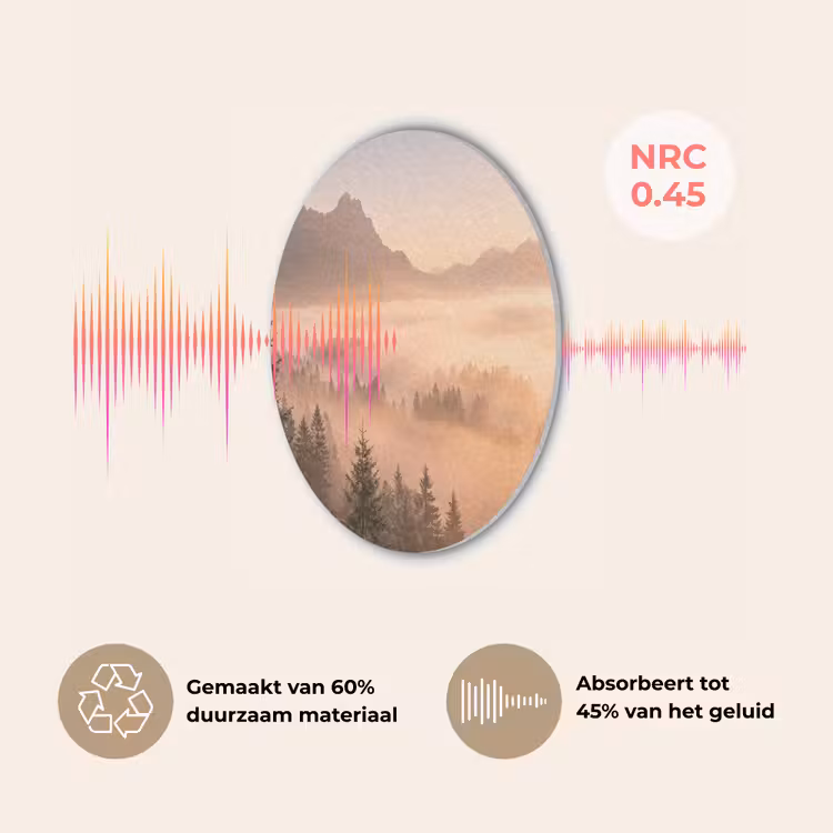 Zonlicht - Mist - Bergen - Bomen Akoestische PET Vilt - Rond klein -USP_NL