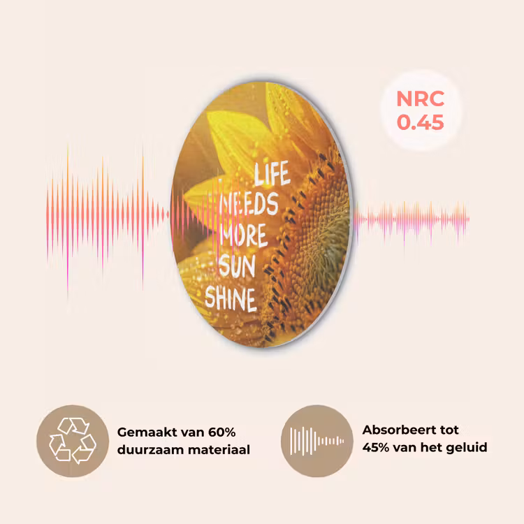 Zonnebloem - Close up - Geel - Quote Akoestische PET Vilt - Rond klein -USP_NL