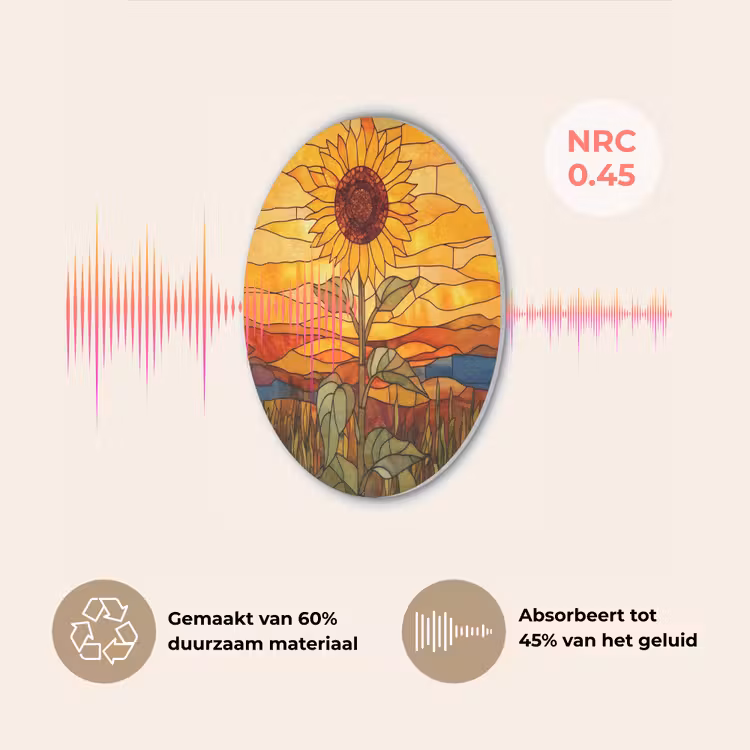 Zonnebloem - Mozaïek - Zonsondergang - Geel Akoestische PET Vilt - Rond klein -USP_NL