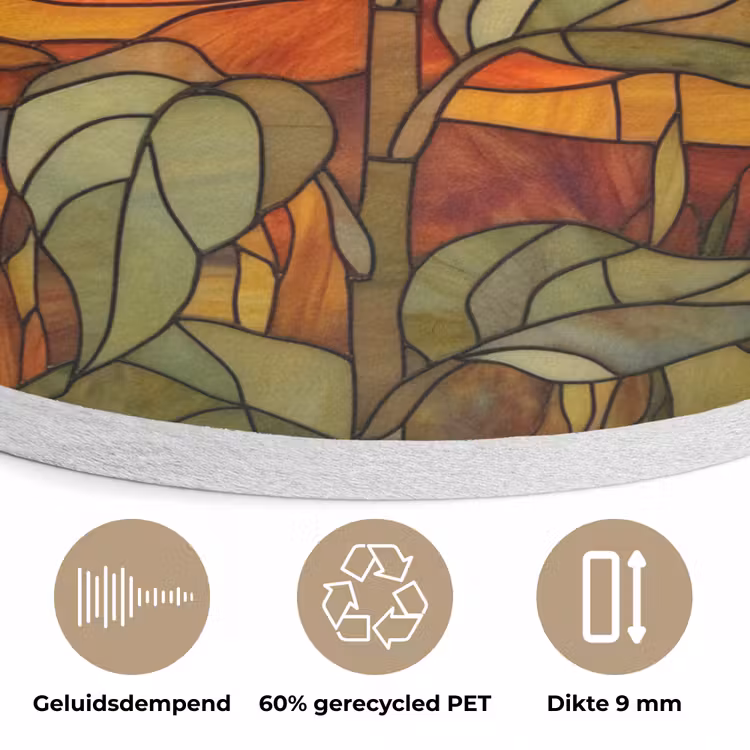 Zonnebloem - Mozaïek - Zonsondergang - Geel Akoestische PET Vilt - Rond klein -closeup_NL