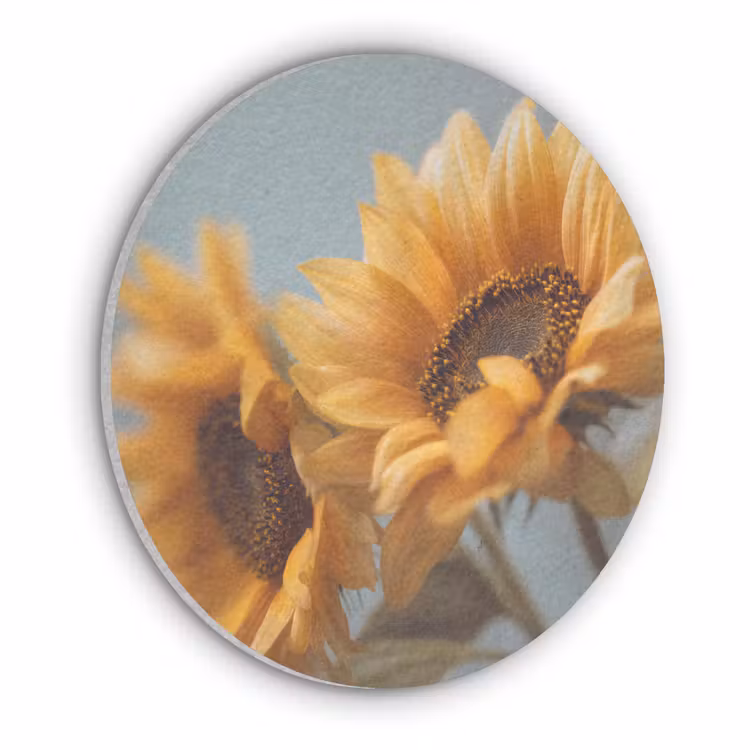 Zonnebloemen - Geel - Wazig Akoestische PET Vilt - Rond klein -3d