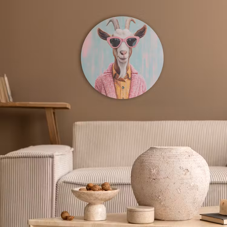Zonnebril - Roze - Geit - Horen Akoestische PET Vilt - Rond klein -sfeer1
