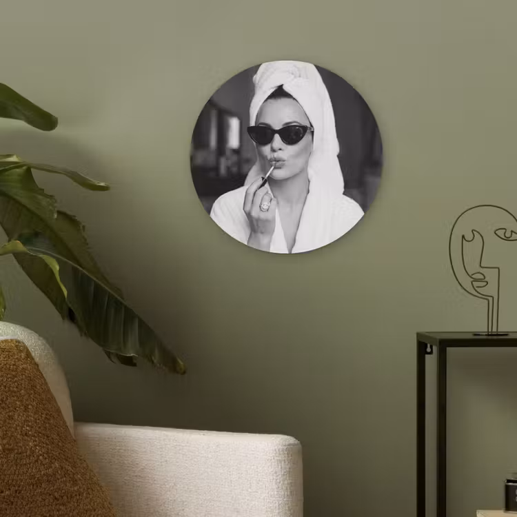 Zonnebril - Vrouw - Zwart - Wit Akoestische PET Vilt - Rond klein -sfeer2