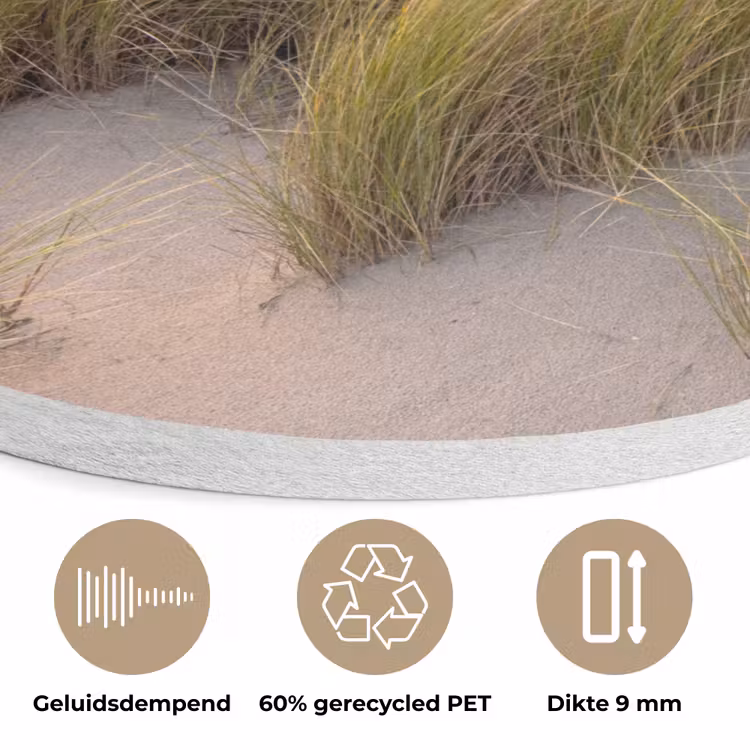 Zonsondergang - Duin - Strand - Planten - Zee Akoestische PET Vilt - Rond klein -closeup_NL