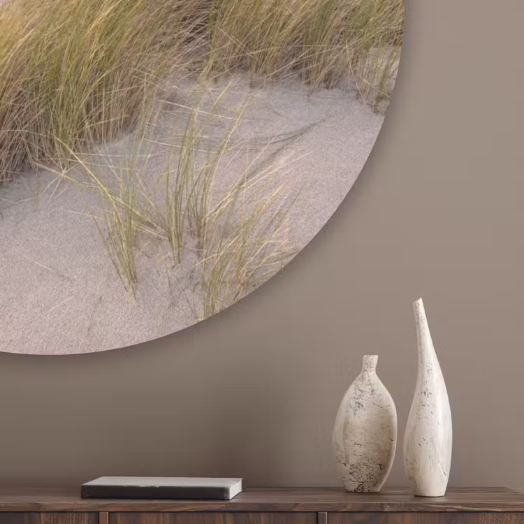 Zonsondergang - Duin - Strand - Planten - Zee Akoestische PET Vilt - Rond klein -sfeer5_closeup