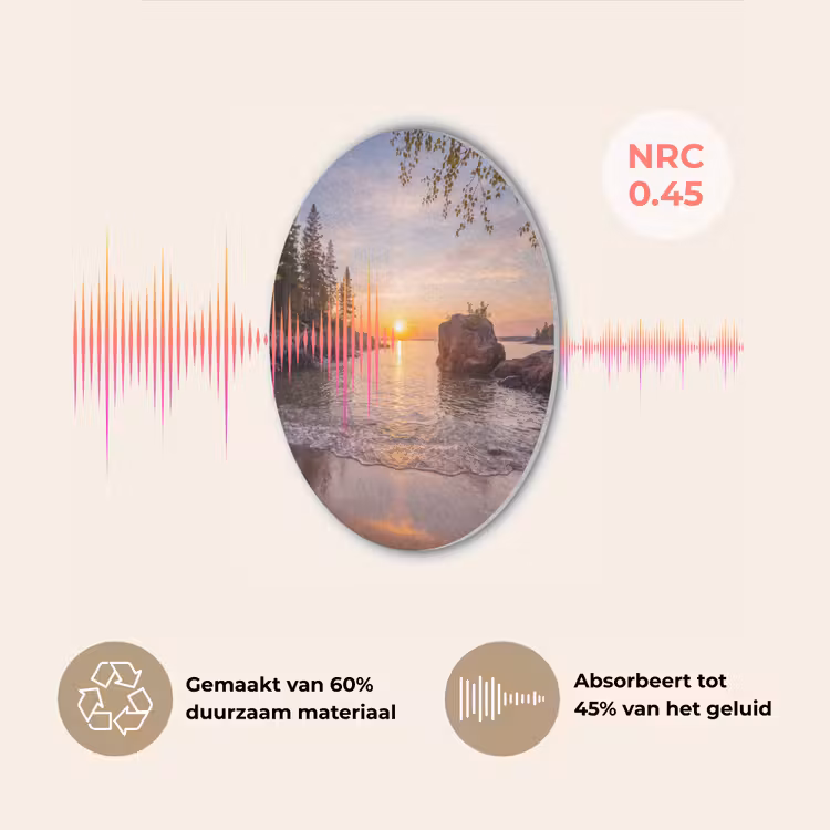 Zonsondergang - Kust - Water - Natuur - Oranje Akoestische PET Vilt - Rond klein -USP_NL