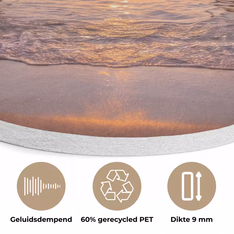 Zonsondergang - Kust - Water - Natuur - Oranje Akoestische PET Vilt - Rond klein -closeup_NL
