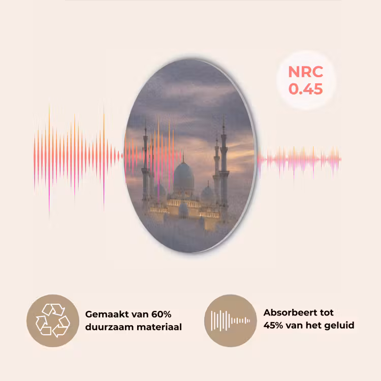 Zonsondergang - Moskee - Wolken - Islamitisch Akoestische PET Vilt - Rond klein -USP_NL