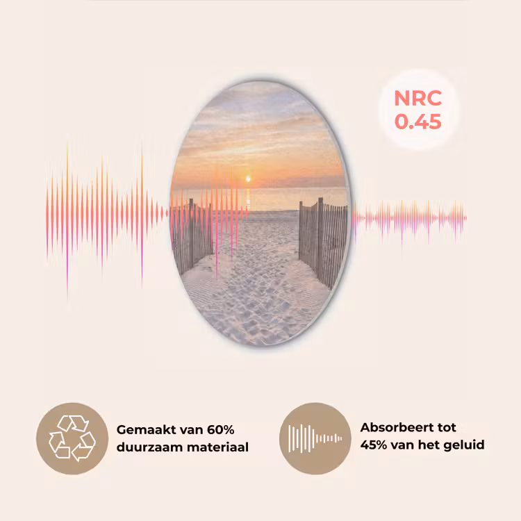 Zonsondergang - Strand - Zand Akoestische PET Vilt - Rond klein -USP_NL