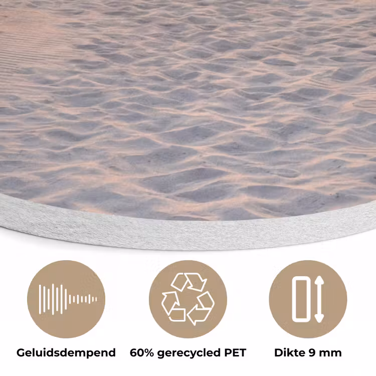 Zonsondergang - Strand - Zand Akoestische PET Vilt - Rond klein -closeup_NL