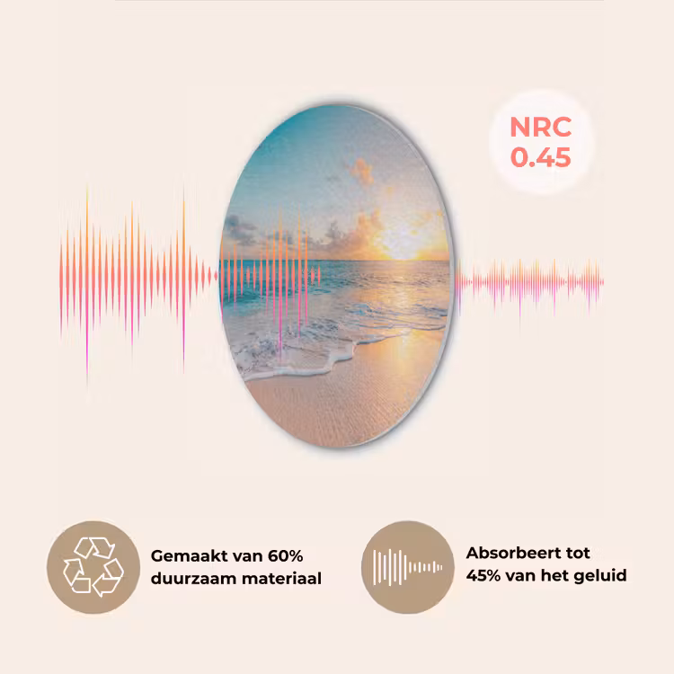 Zonsondergang - Strand - Zee - Zomer - Blauw Akoestische PET Vilt - Rond klein -USP_NL