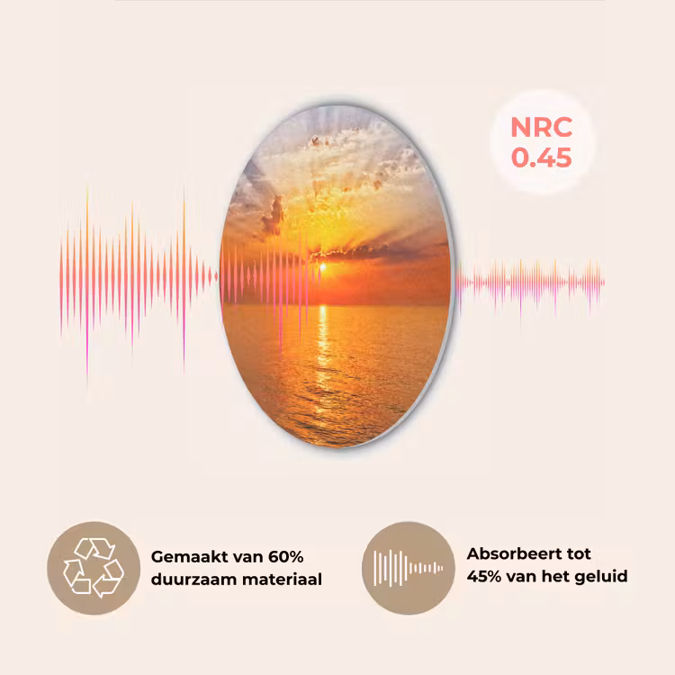Zonsondergang - Zee - Lucht - Oranje - Horizon - Water Akoestische PET Vilt - Rond klein -USP_NL