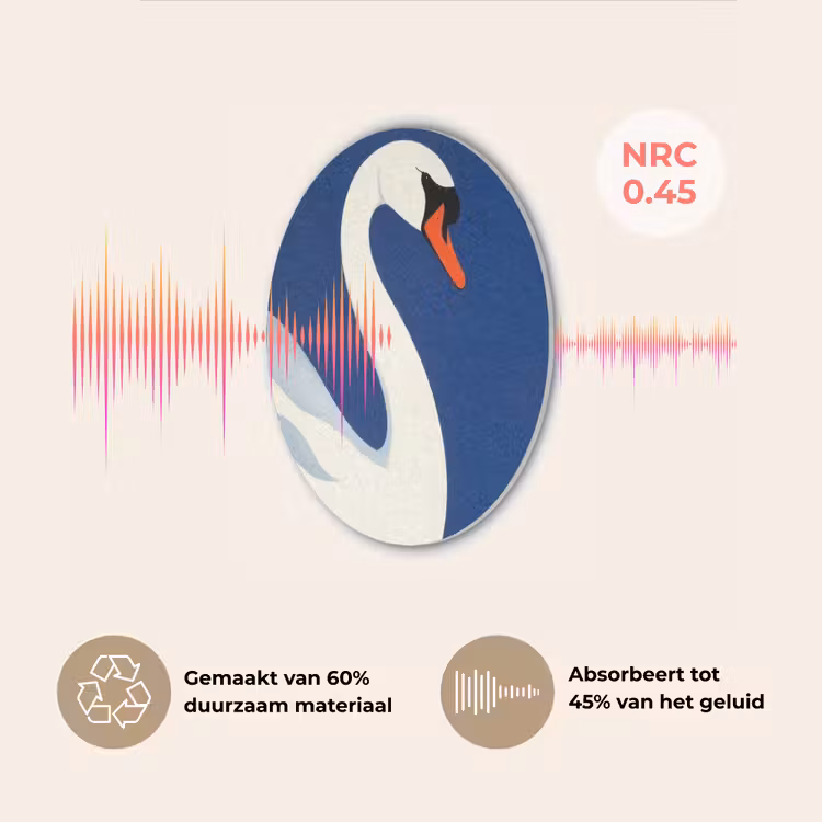 Zwaan - Wit - Snavel - Illustratie Akoestische PET Vilt - Rond klein -USP_NL