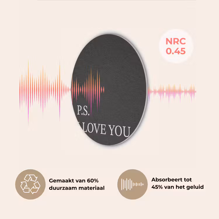 Zwart - Minimalistisch - Valentijn Akoestische PET Vilt - Rond klein -USP_NL