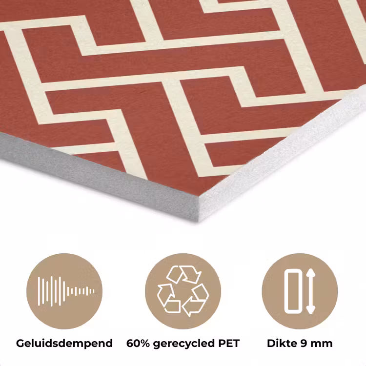 Rood - Beige - Patroon - Lijnen PET vilt klein 837 -closeup_NL
