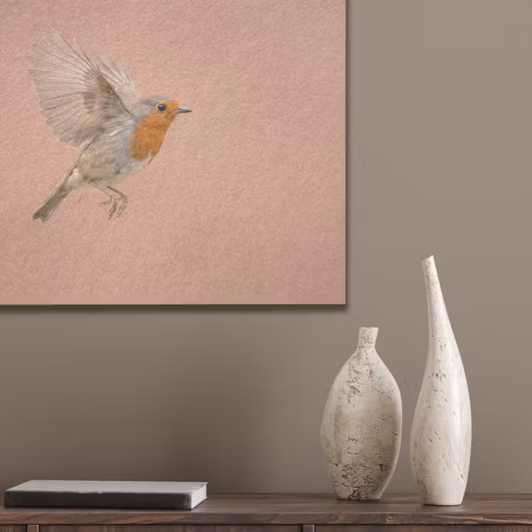 Roodborst - Natuur - Roze PET vilt klein -sfeer6_closeup