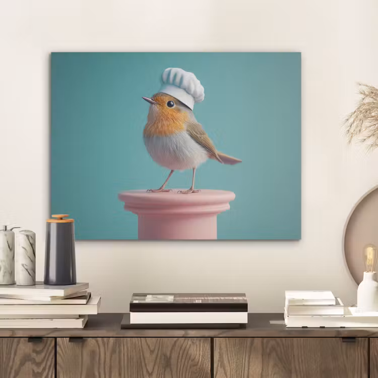 Roodborstje - Vogel - Koksmuts - Sokkel PET vilt klein -sfeer1
