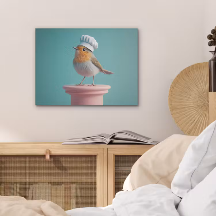 Roodborstje - Vogel - Koksmuts - Sokkel PET vilt klein -sfeer3