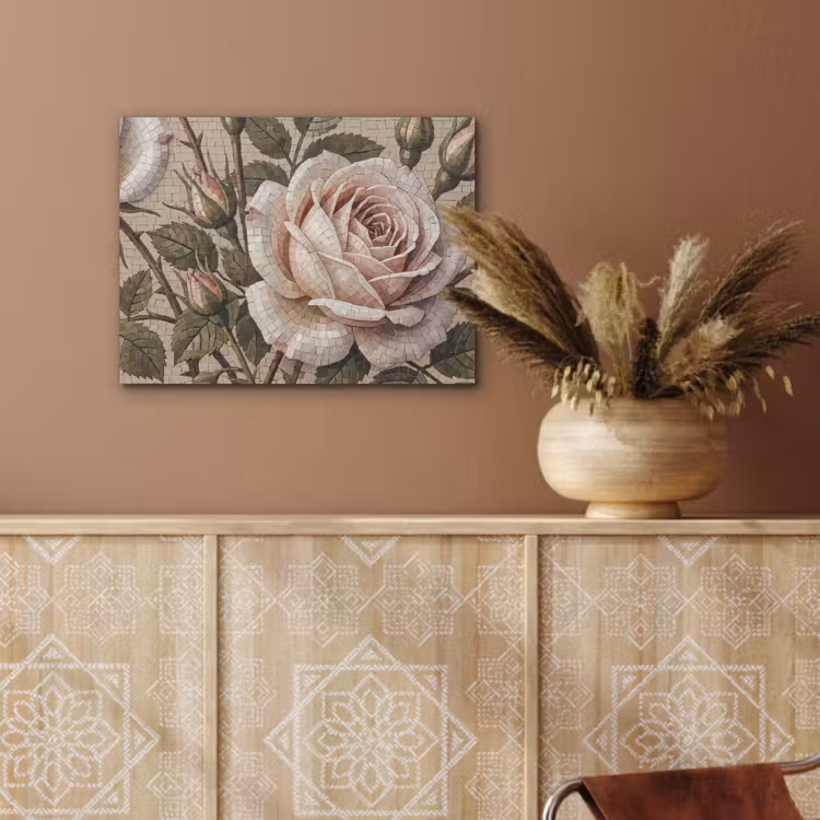 Roos - Mozaïek - Bloemen - Klassiek - Beige PET vilt klein -sfeer4