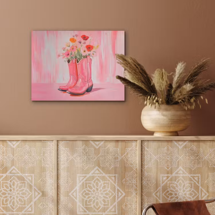 Roze - Bloemen - Cowboy PET vilt klein -sfeer4