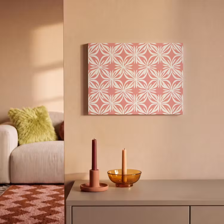 Roze - Bloemenmotief - Wit - Modern PET vilt klein 837 -sfeer1