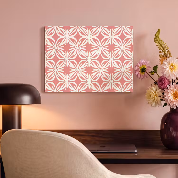Roze - Bloemenmotief - Wit - Modern PET vilt klein 837 -sfeer3
