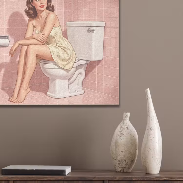 Roze - Retro - Vrouw PET vilt klein -sfeer6_closeup