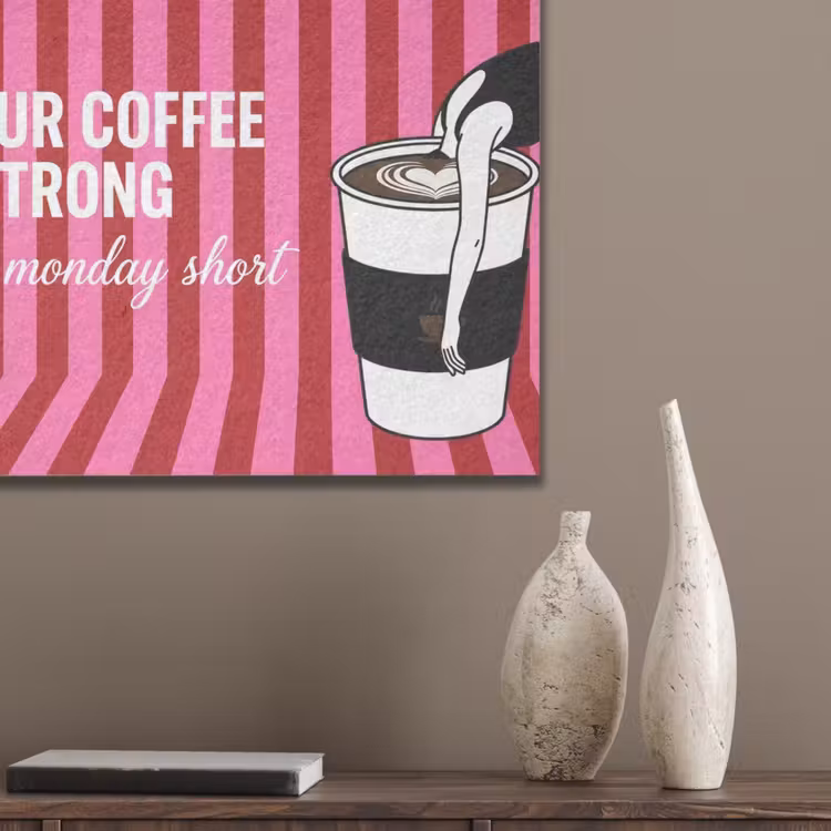 Roze - Strepen - Koffie - Maandag PET vilt klein -sfeer6_closeup