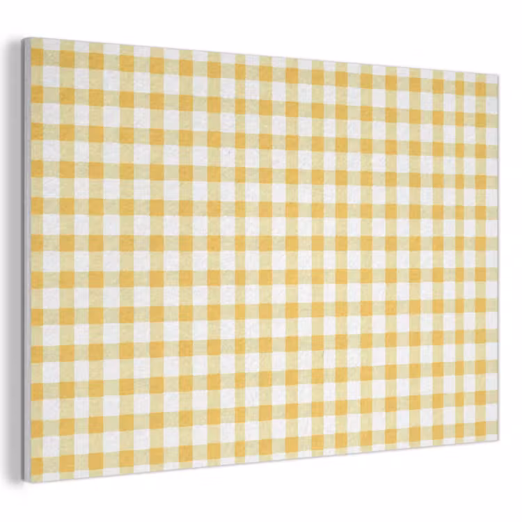 Ruit - Gingham - Klassiek - Geel en Wit PET vilt klein 837 -3d