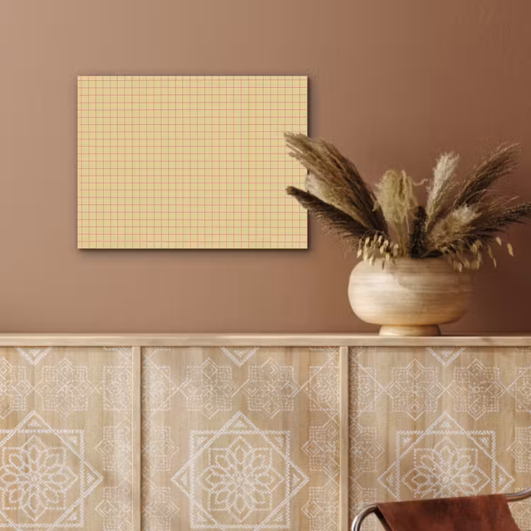 Ruitjes - Grid - Minimalistisch - Geel - Roze PET vilt klein 837 -sfeer4