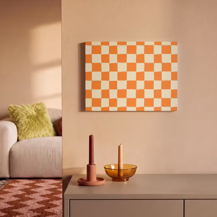 Schaak - Patroon - Oranje PET vilt klein 837 -sfeer1