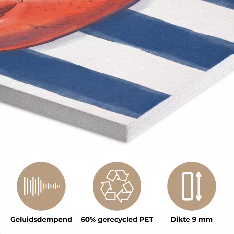 Schaaldier - Kreeft - Marine - Illustratie - Rood PET vilt klein -closeup_NL