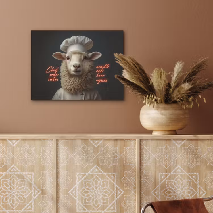 Schaap - Kokskleding - Neon - Quote PET vilt klein -sfeer4