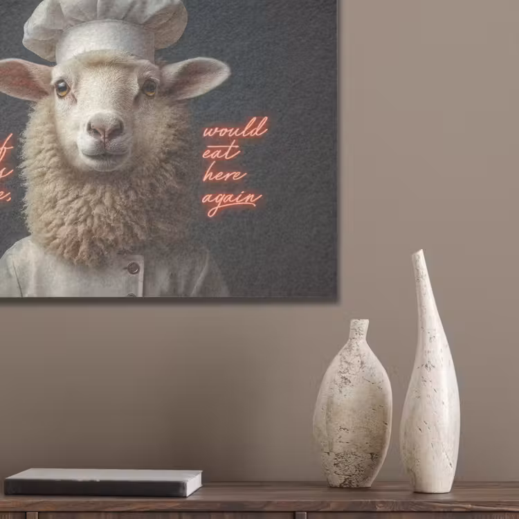 Schaap - Kokskleding - Neon - Quote PET vilt klein -sfeer6_closeup