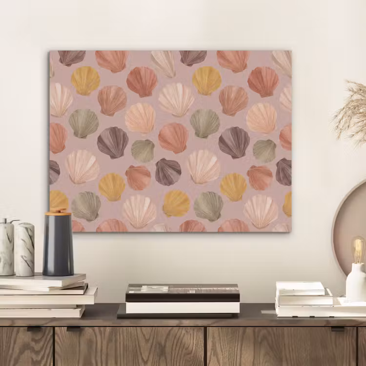 Schelp - Patroon - Zee - Aquarel - Aardetinten PET vilt klein -sfeer1