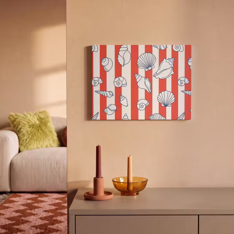 Schelp - Zeedieren - Zomer - Illustratie - Rood - Blauw PET vilt klein -sfeer1