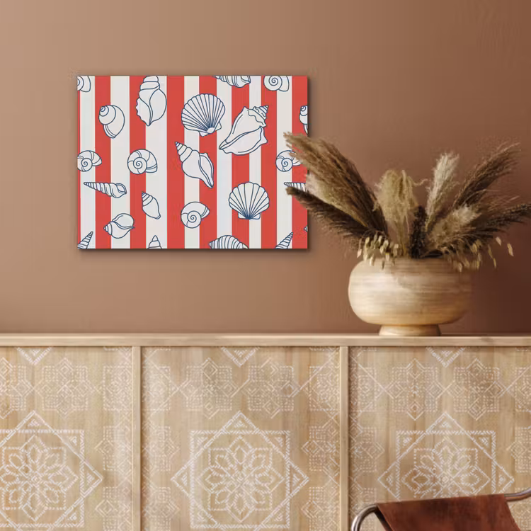 Schelp - Zeedieren - Zomer - Illustratie - Rood - Blauw PET vilt klein -sfeer4