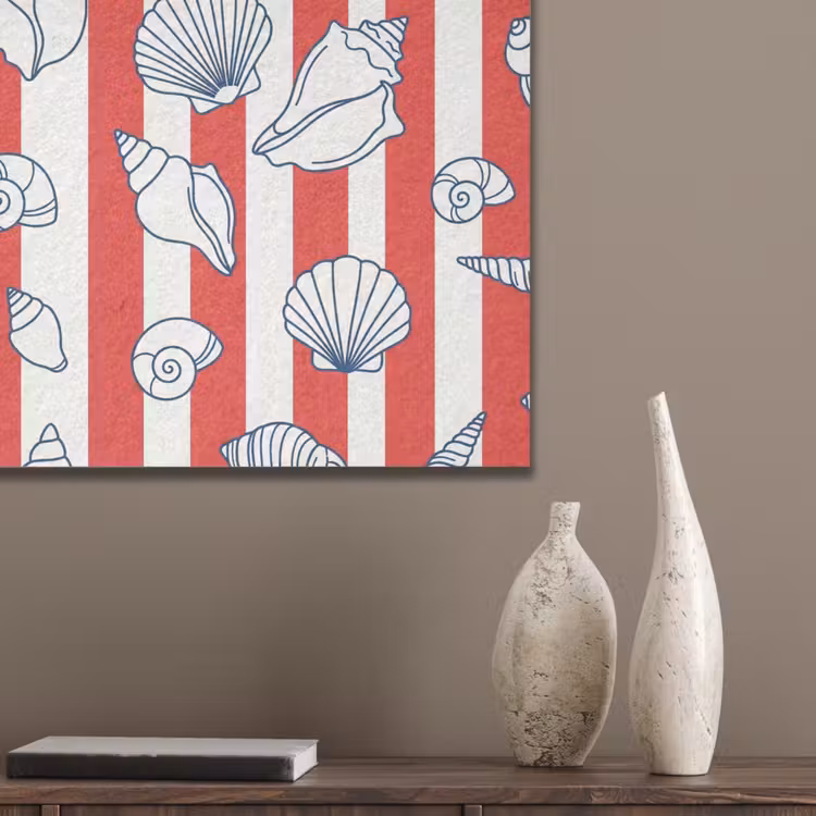 Schelp - Zeedieren - Zomer - Illustratie - Rood - Blauw PET vilt klein -sfeer6_closeup