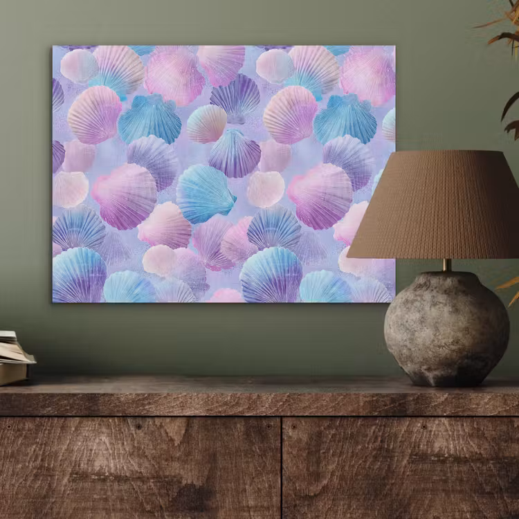 Schelpen - Paars - Blauw - Patroon - Pastel PET vilt klein -sfeer2