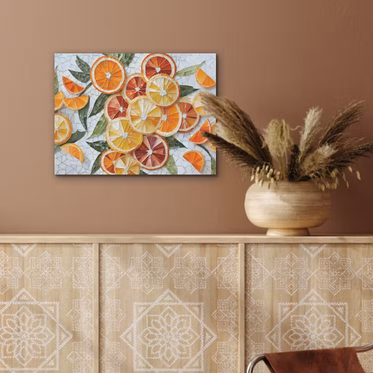 Schijfjes - Fruit - Oranje - Mozaïek PET vilt klein -sfeer4